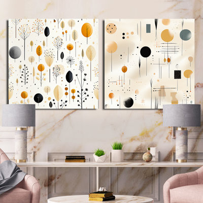 Elberton - Ensemble de 2 collages carrés botaniques abstraits