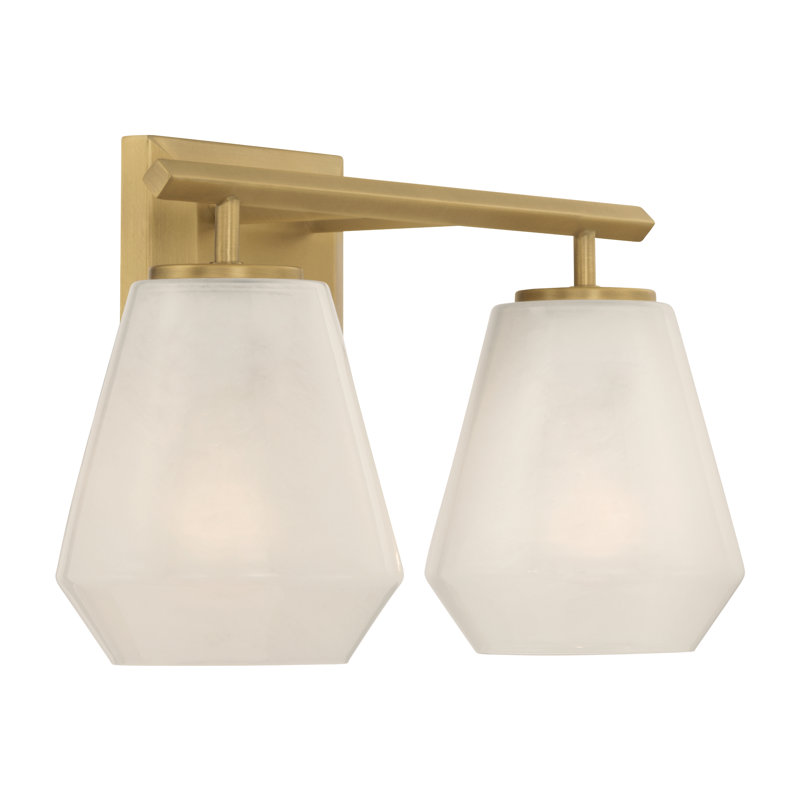 Meuble-lavabo 2 lumières 14,25 po Siena, Laiton, H 8,25 po x l 14,25 po x P 6,75 po, Deux lumières