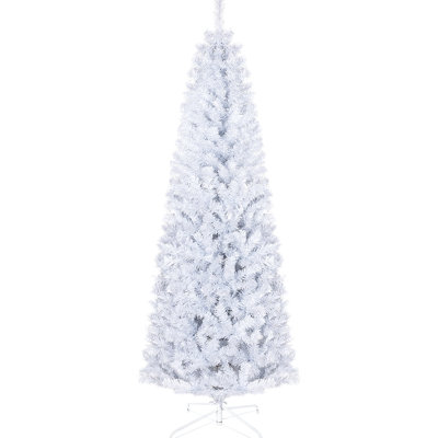 Artificial 6ft Christmas Tree, Slim With 618 Tips, White Ambience Branch Flame Realistic