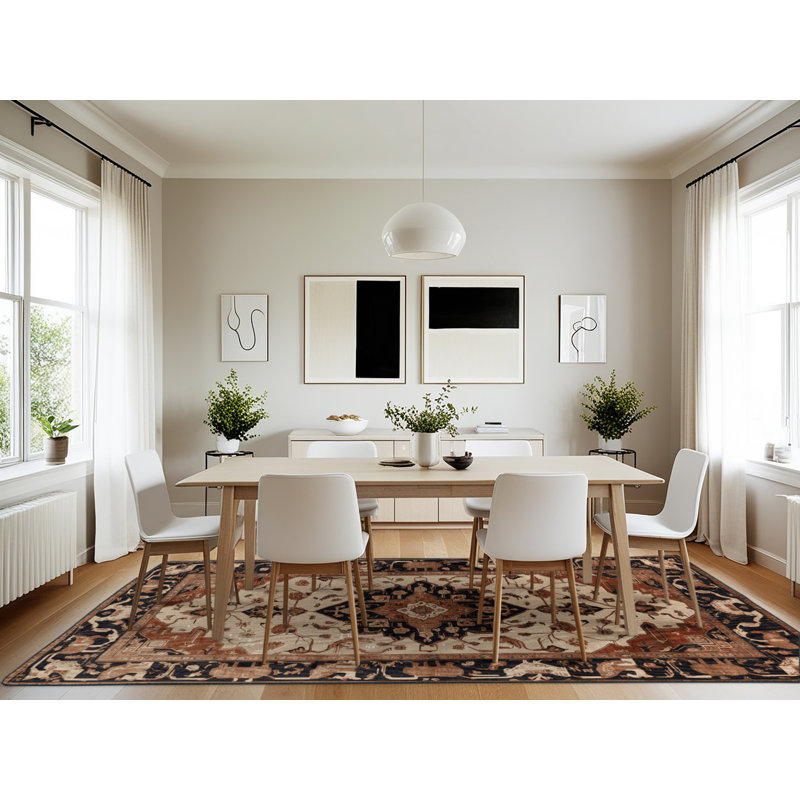 Machine Washable Persian Brown Area Rug, Rectangle 7' x 10'