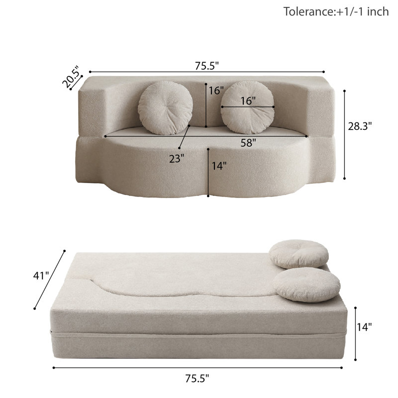 Canapé-lit Bonon, Velours beige