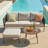 Decksplore 3-Piece Steel Outdoor Patio Furniture Set with Convertible Footrest, 3-Seater Sofa & Small Dining Table