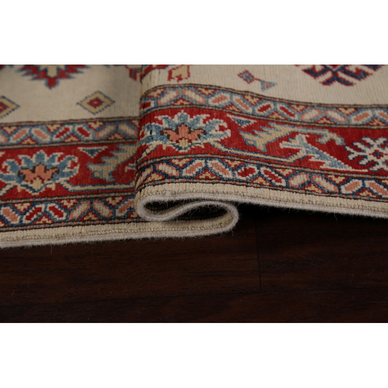 Tapis de couloir unique en laine noué à la main ivoire / rouge nouvel âge 2 pi 8 po x 9 pi 9 po