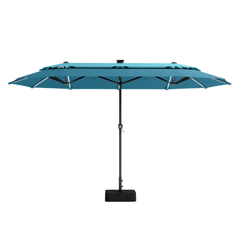Rectangular Lighted Market Parasol, Dark Beige, 198.1cm W x 396.2cm D