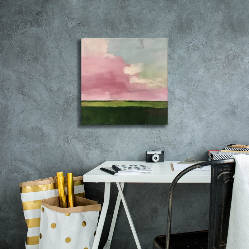 «Pink Fields At Sunrise» par Svetlana Aleynikova, art mural sur toile, H 18 po x l 18 po