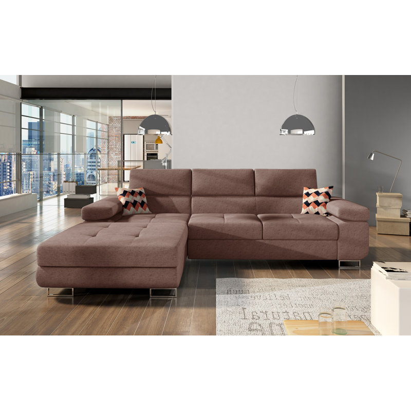 Marni 4 Seater Sofa Bed, Burgundy, Left Hand Facing