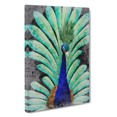 Peacock Watercolour No.2 - Wrapped Canvas