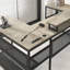 Bureau en forme de U avec prises de courant et support à bande et moniteur à DEL, bureau en forme de L avec tablette de rangement, bureau de jeu pour bureau personnel