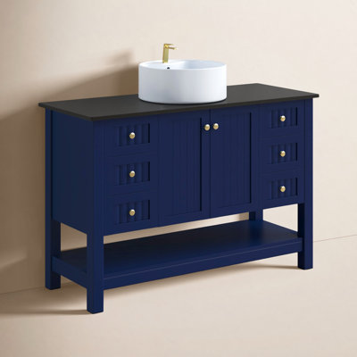 48'' Single Bathroom Vanity with Tempered Glass Top