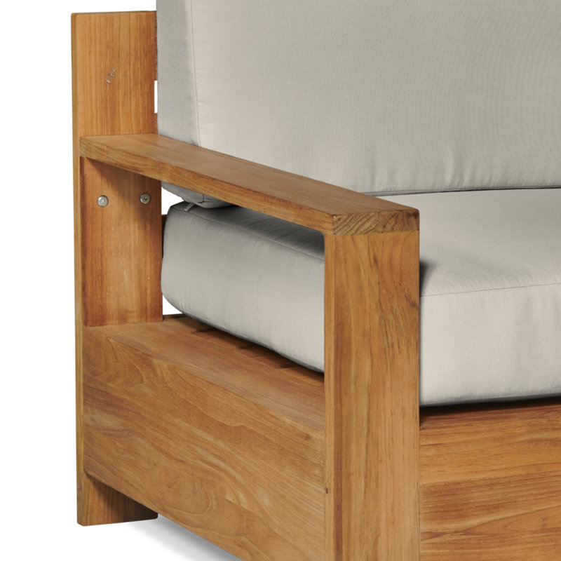 Chaise en teck Miguelina avec coussins Sunbrella, Tissu toile Sunbrella®, Naturel sablé