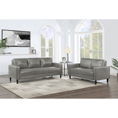 Farallone Grey 2-piece Track Arm Sofa Set