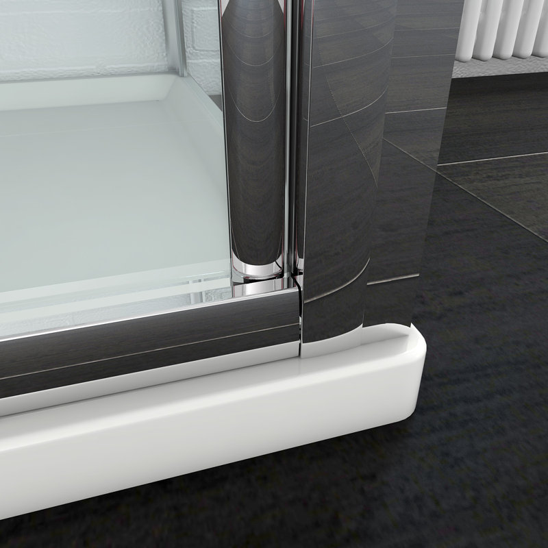 Fallinerlea 22860mm - W x 4699mm H Hinged Framed Shower Door with Clear Glass, 185cm H x 76cm W