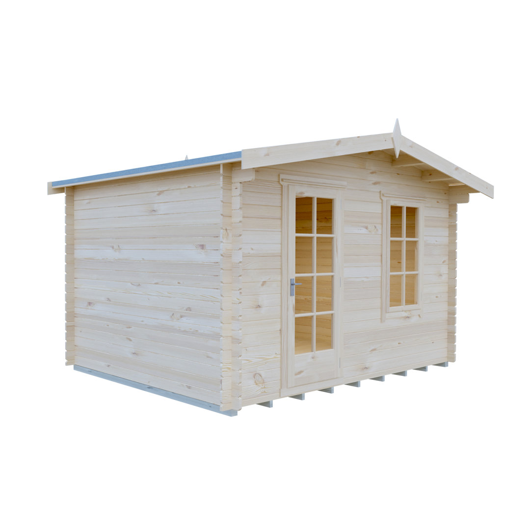 Bucknells 12 ft x 10 ft 28 mm Log Cabin Installed Including Base