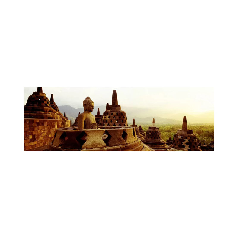 Indonesia, Java, Borobudur Temple - Wrapped Canvas Panoramic Print, 121.92 cm H x 40.64 cm W x 3.175 cm D