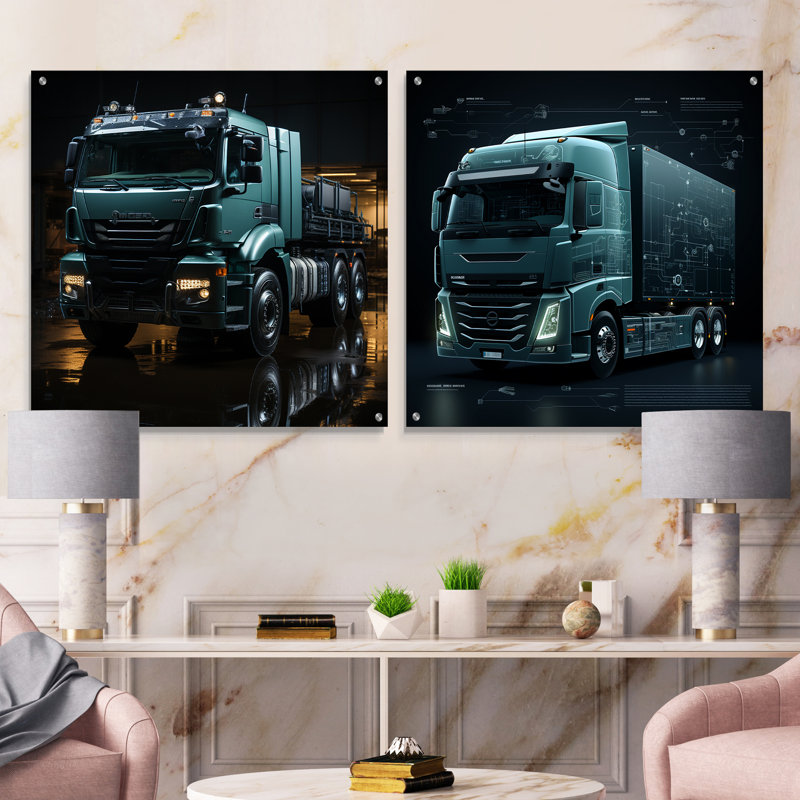 Abstrait camion harmonie 53 pi, H 36 po x l 73 po