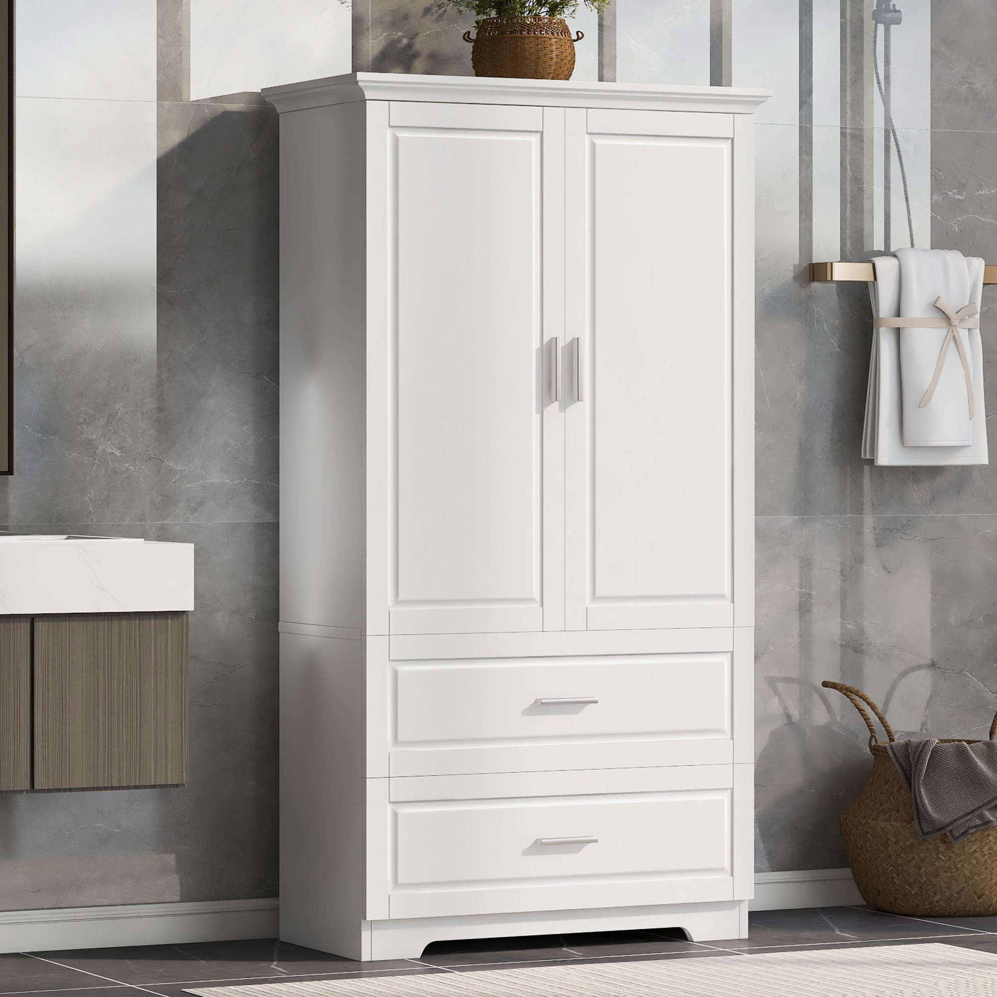 Wildon Home® Dottye Freestanding Linen Cabinet 