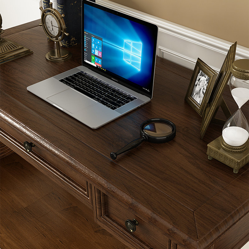 Minimalist style desk chair set, Dark Brown
