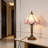 Tiffany Style Pink Petal Stained Glass Table Lamp, Antique Bronze Resin Base, E26 Warm Bulb Included, Vintage Accent Lamp-1660781680