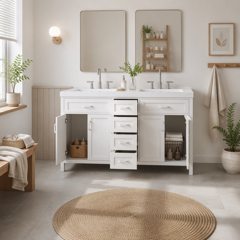Meuble-lavabo 59,1 po avec lavabo, blanc