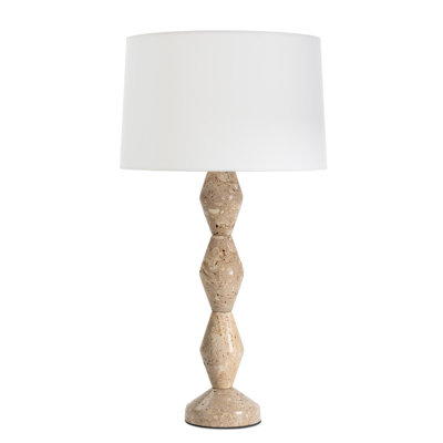 Crew Travertine Buffet Lamp (Black Shade)