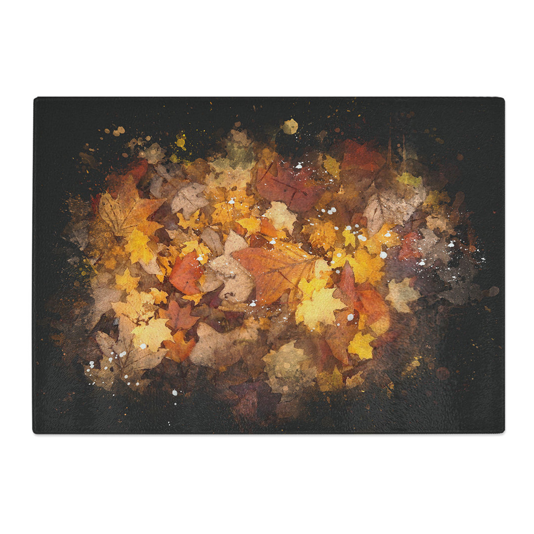 Tempered Glass Fallen Leaves Chopping Board