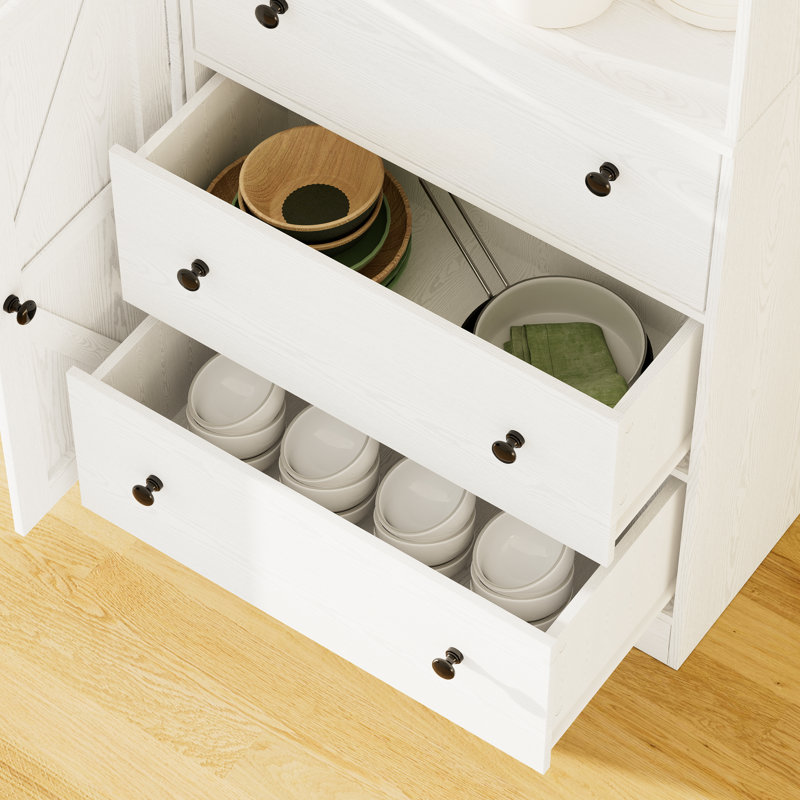 70.9'' H X 94.48'' W kitchen Pantry Storage Cabinet Set, White