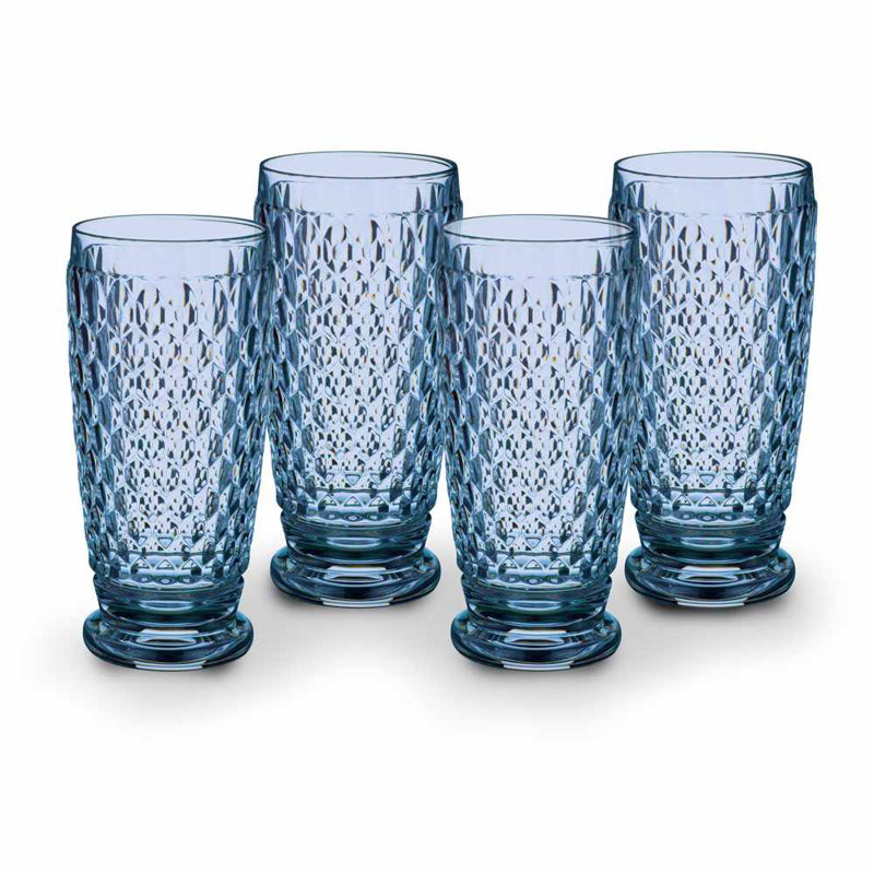 Villeroy & Boch Boston 13.5 oz. Lead Free Crystal Highball Glass, S/4, Blue