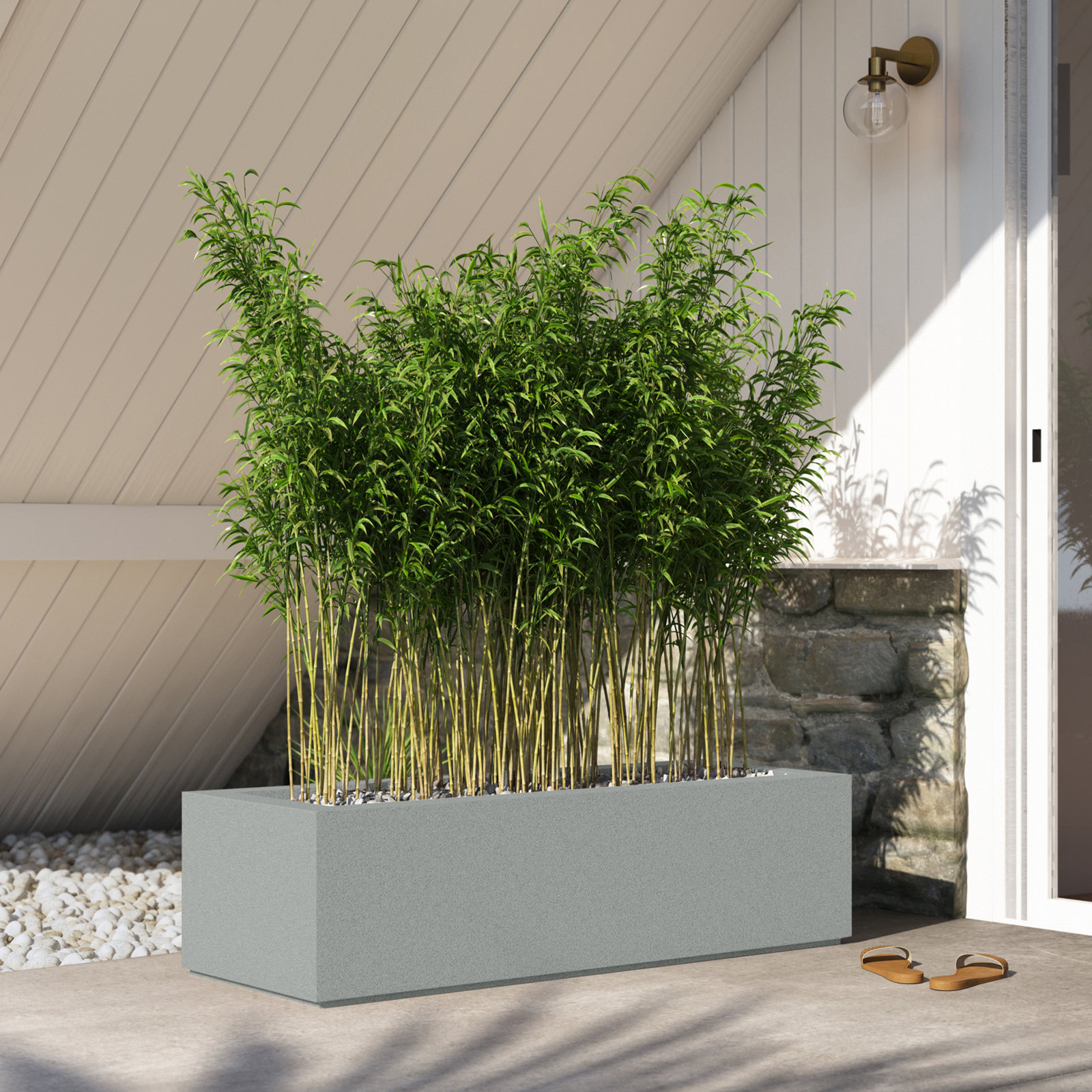Gita Planter Box, Concrete Gray, 12" H x 46" W x 17" D