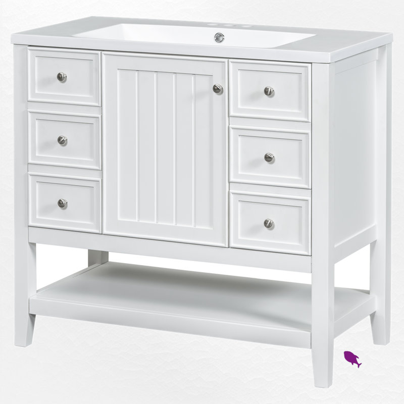 Meuble-lavabo simple 36 po avec comptoir, Blanc