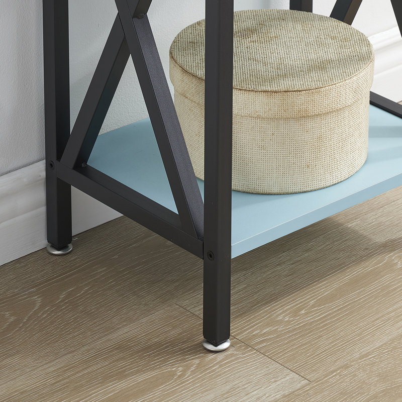 Table de chevet avec tiroir et tablette Alameen, Bleu clair