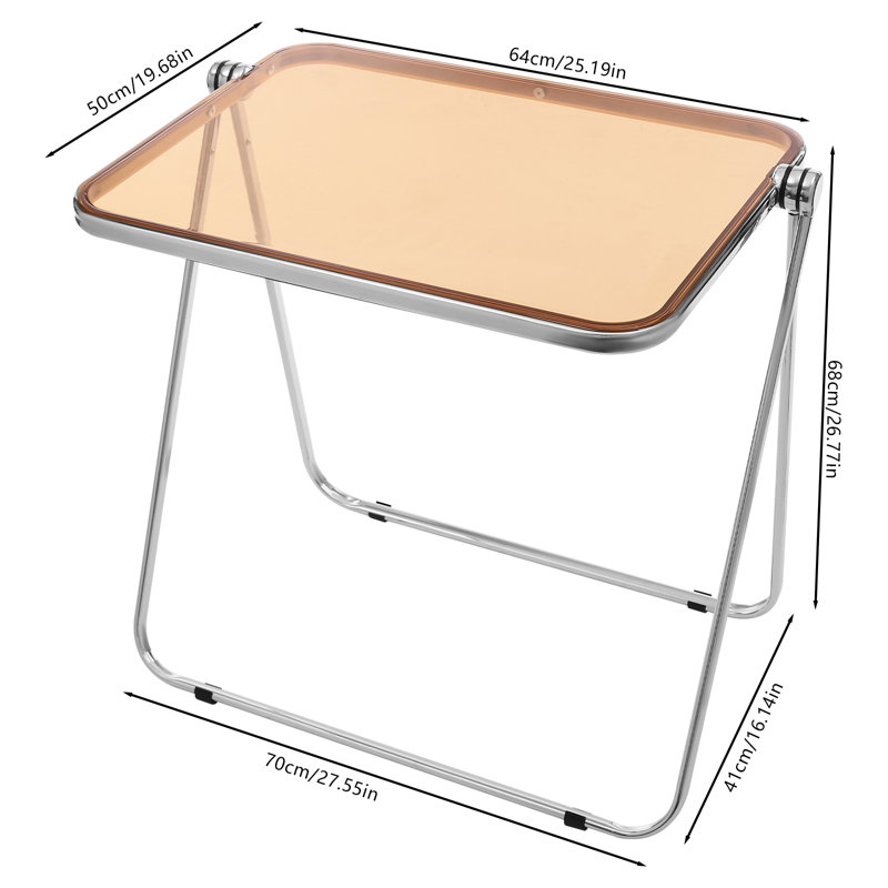 Foldable & Portable Metal Frame Acrylic Tray Table, Brown