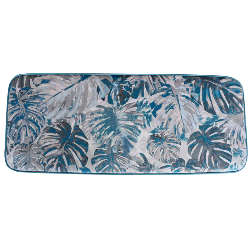 Polyester Blend Upholstered Bench, Blue