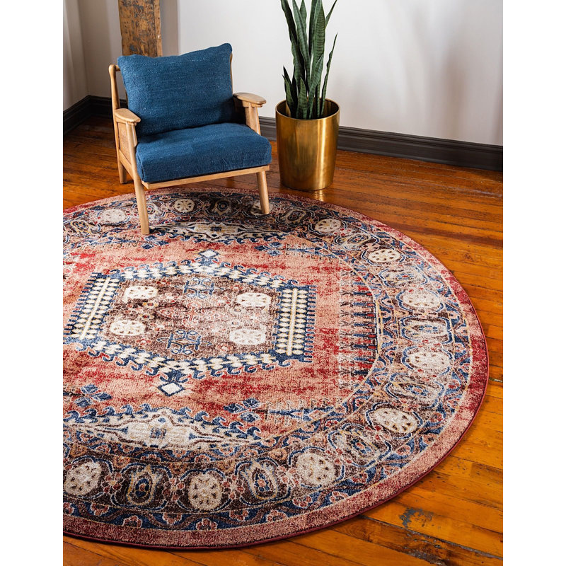 Tapis brun à motif oriental Ulla, Rond 8 pi