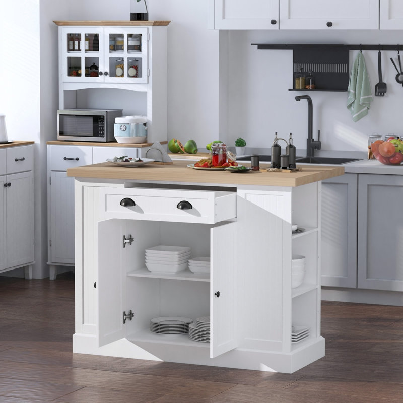 Kitchen Island, Brown/White