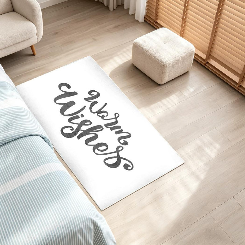 Tapis noir brossé à la main élégant et moderne, Rectangle 79 po x 118 po