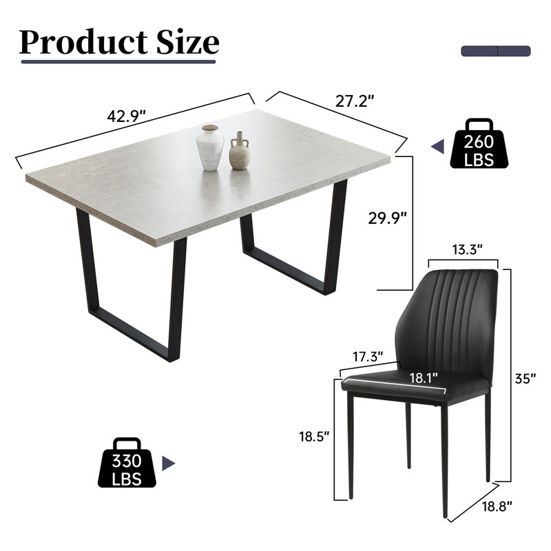 Lakishia 5-Piece Rectangular Dining Table Set with 4 Chairs for Dining Kitchen Room, Black