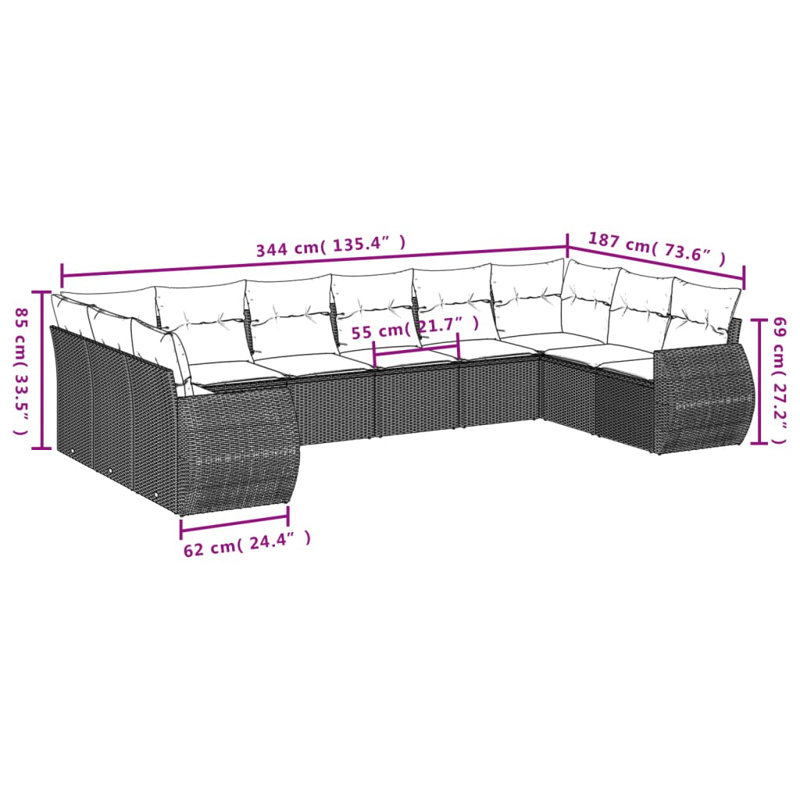 Vidaxl Garden Sofa Set Black