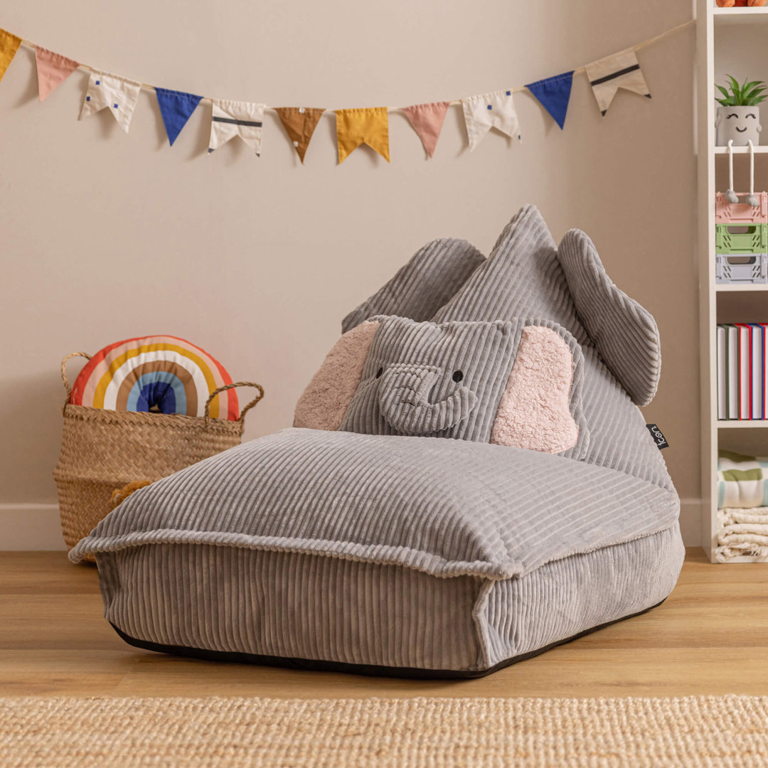 B&Q - Kids Ellie Elephant Corudroy Lounger Bean BagGrey - Image 2
