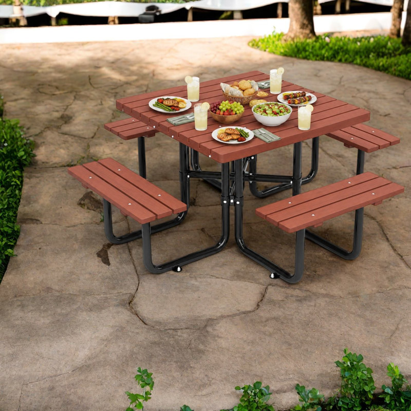 Solid Wood Outdoor Picnic Table , 80.8 " W 80.8 " D
