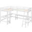 Lit mezzanine simple en forme de L, finition blanche, avec et 2 bureaux encastrés, bureaux, bois-701858772