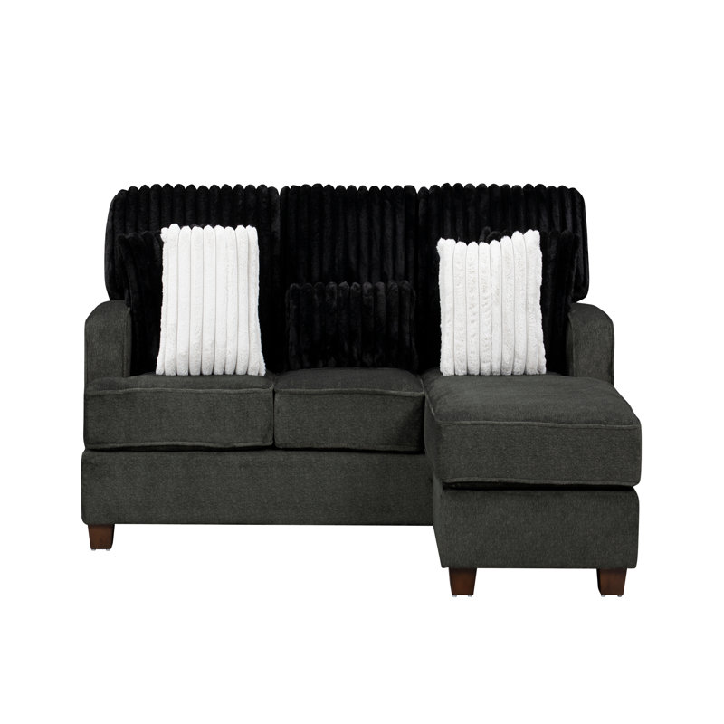 Coussins réversibles Modern, Velours côtelé gris foncé