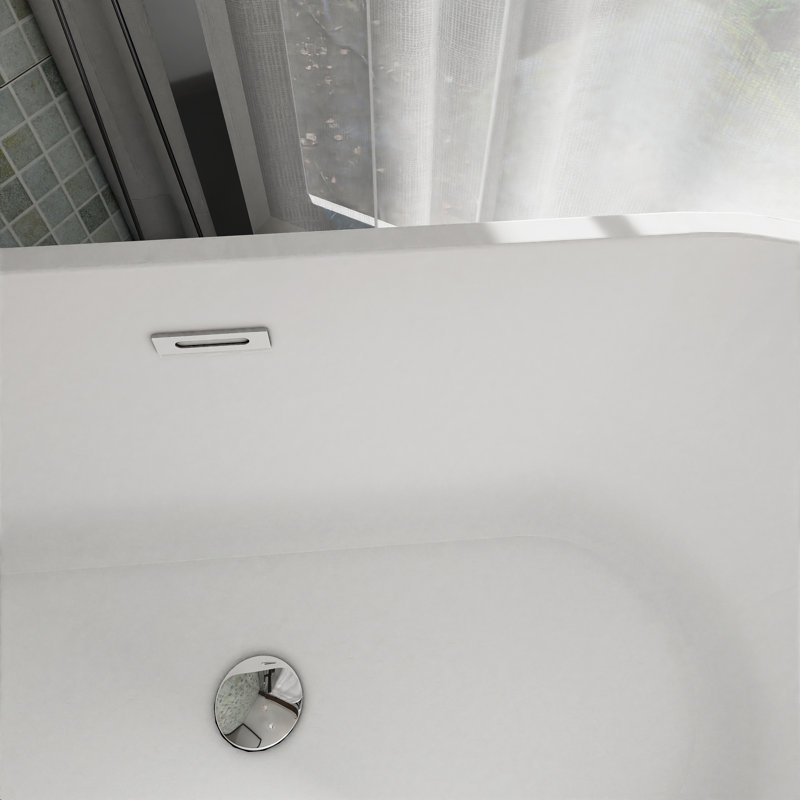 59'' x 31'' Freestanding Soaking Acrylic Bathtub in White