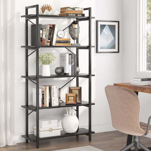 Tribesigns 5-Tier Corner Shelf, 60 Inch Corner Bookshelf Small Bookcase for  Living Room, Industrial Corner Storage Rack Plant Stand with Metal Frame