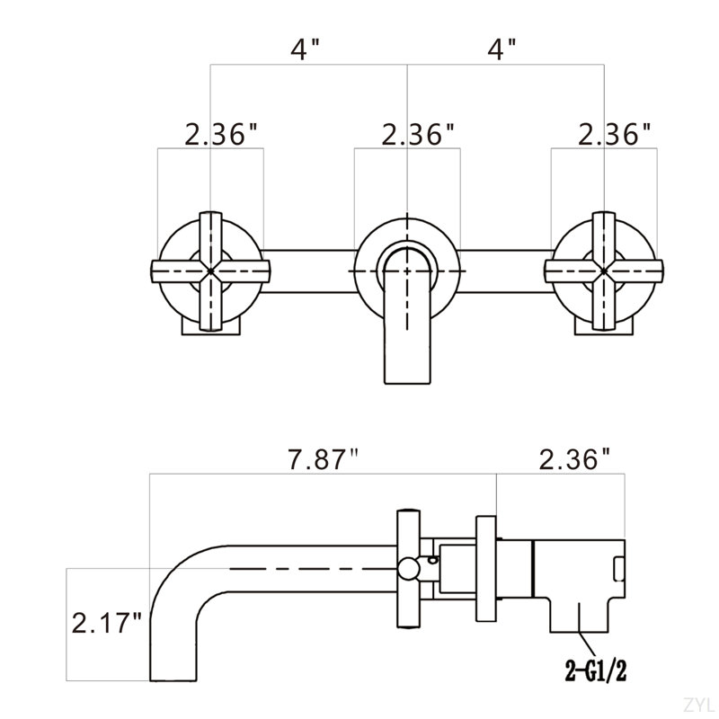 Bathroom Faucet Wall Mounted Bathroom Sink Faucet, Matte Black