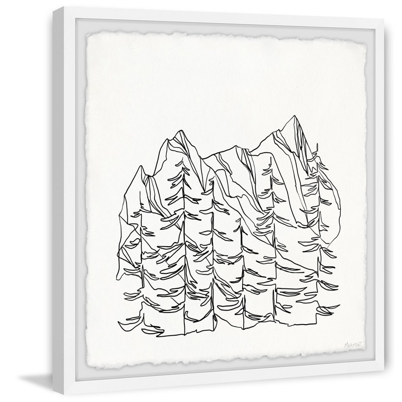Mountains Outline - Single Picture Frame Print, 41cm H x 41cm W x 3.81cm D