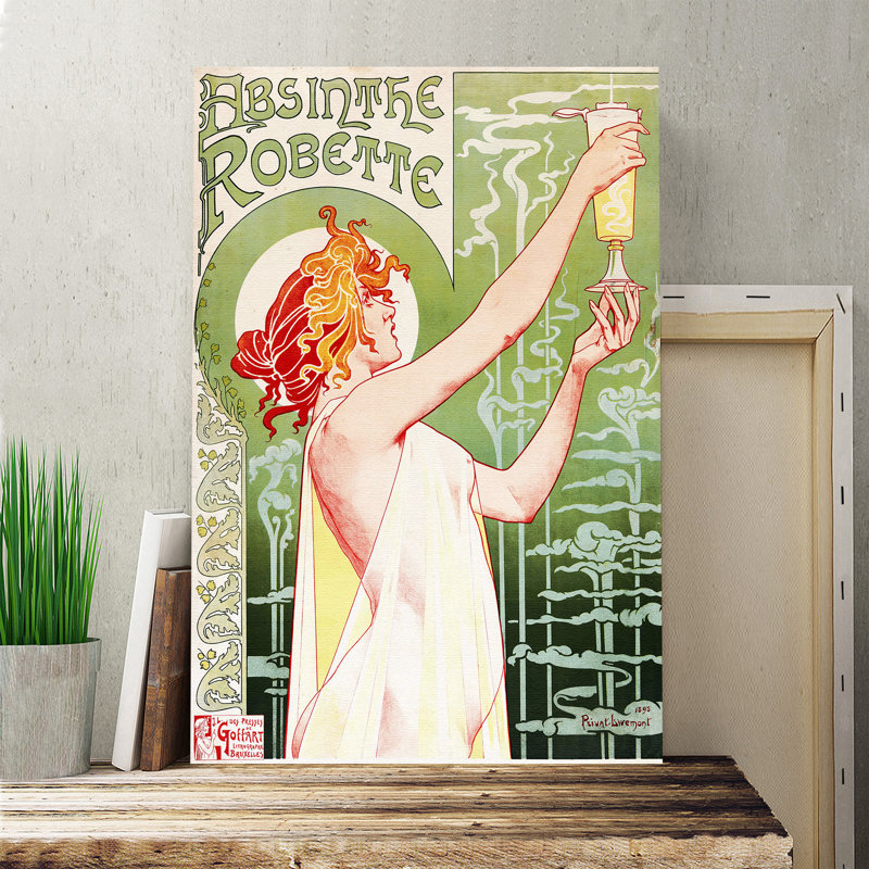 Absinthe Robette by Alphonse Mucha Vintage Advertisement on Canvas - Wrapped Canvas, 60cm H x 40cm W