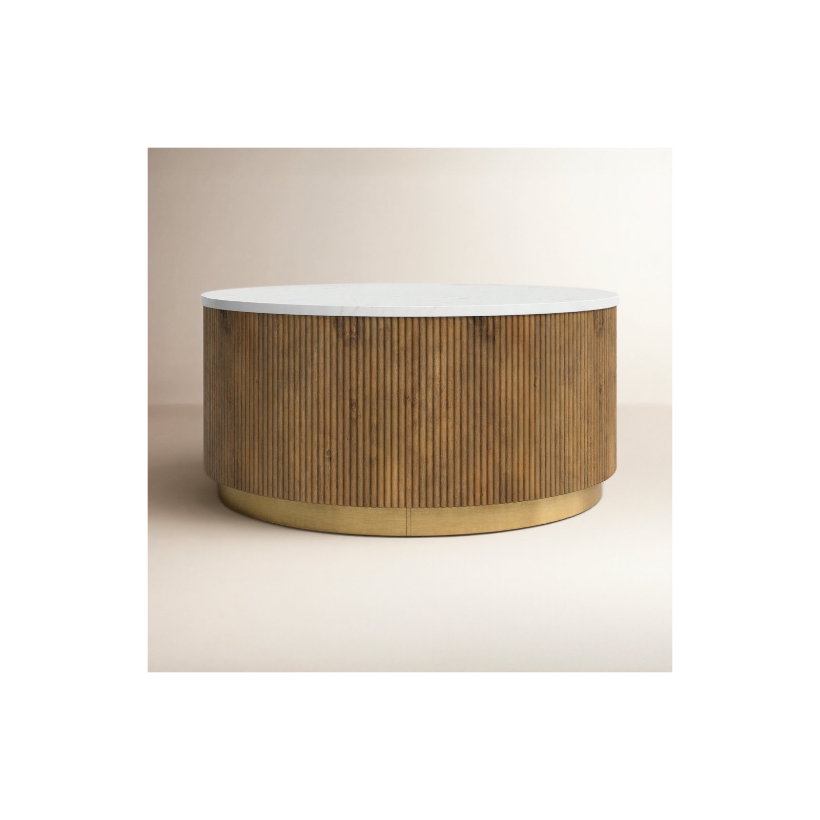 Rylee Modern Coffee Table, White Top/Brown Base