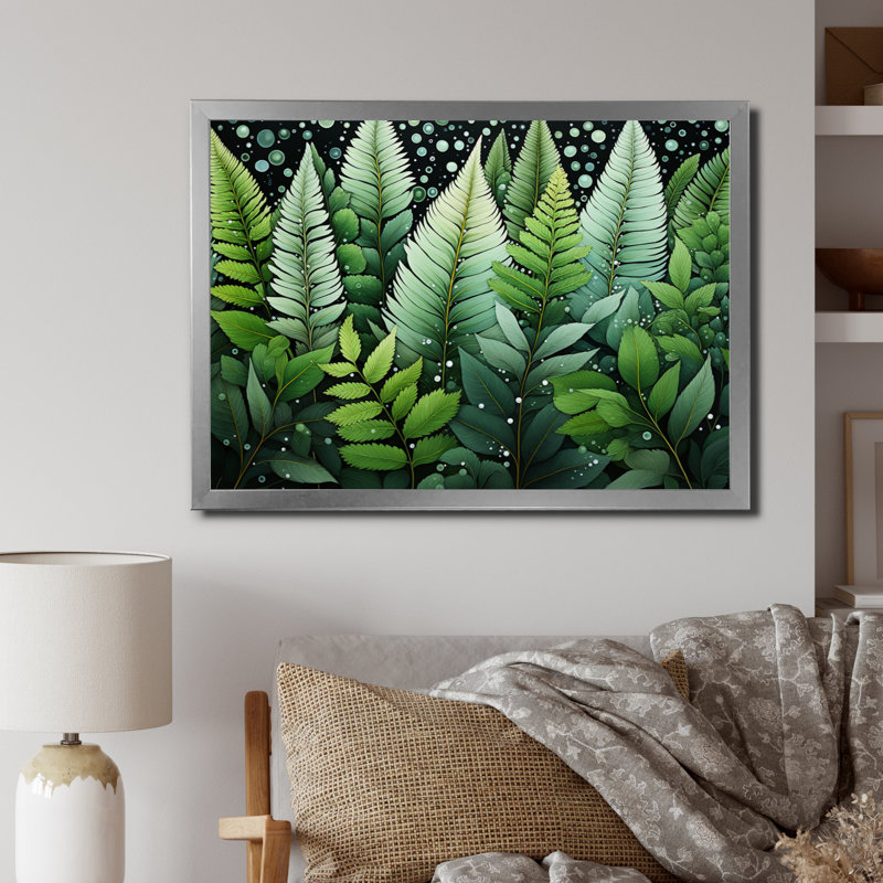 " Ferns Plant Whispering Fronds II ", H 30 po x l 40 po x P 1,5 po, Cadre simple argenté