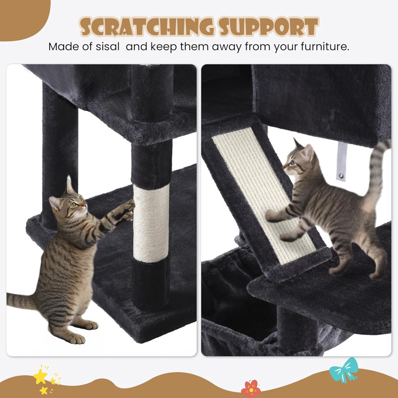 Tour pour arbre à chat multi-niveaux 81 po pour chatons d'intérieur / grands chats, Gris foncé