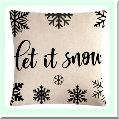 Snowflake Holiday Farmhouse Pillow Covers - Let It Snow Cushion Cover Set for Winter Decorations, Merry Xmas Pillowcases for Home, Couch, Patio